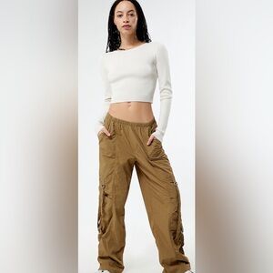 Pacsun Tan Ruched Low Rise D Ring Pull-On Pants Size Medium